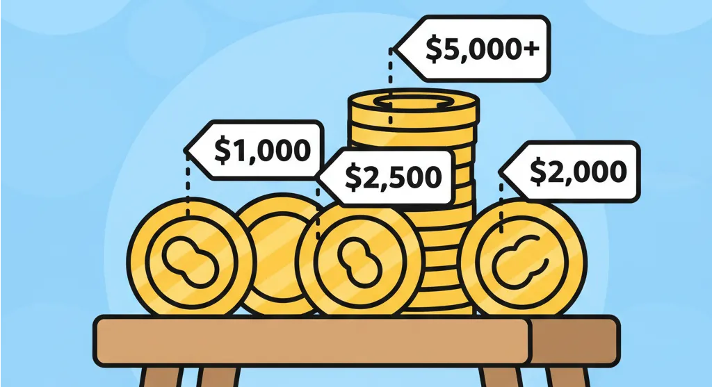 coins with price tags