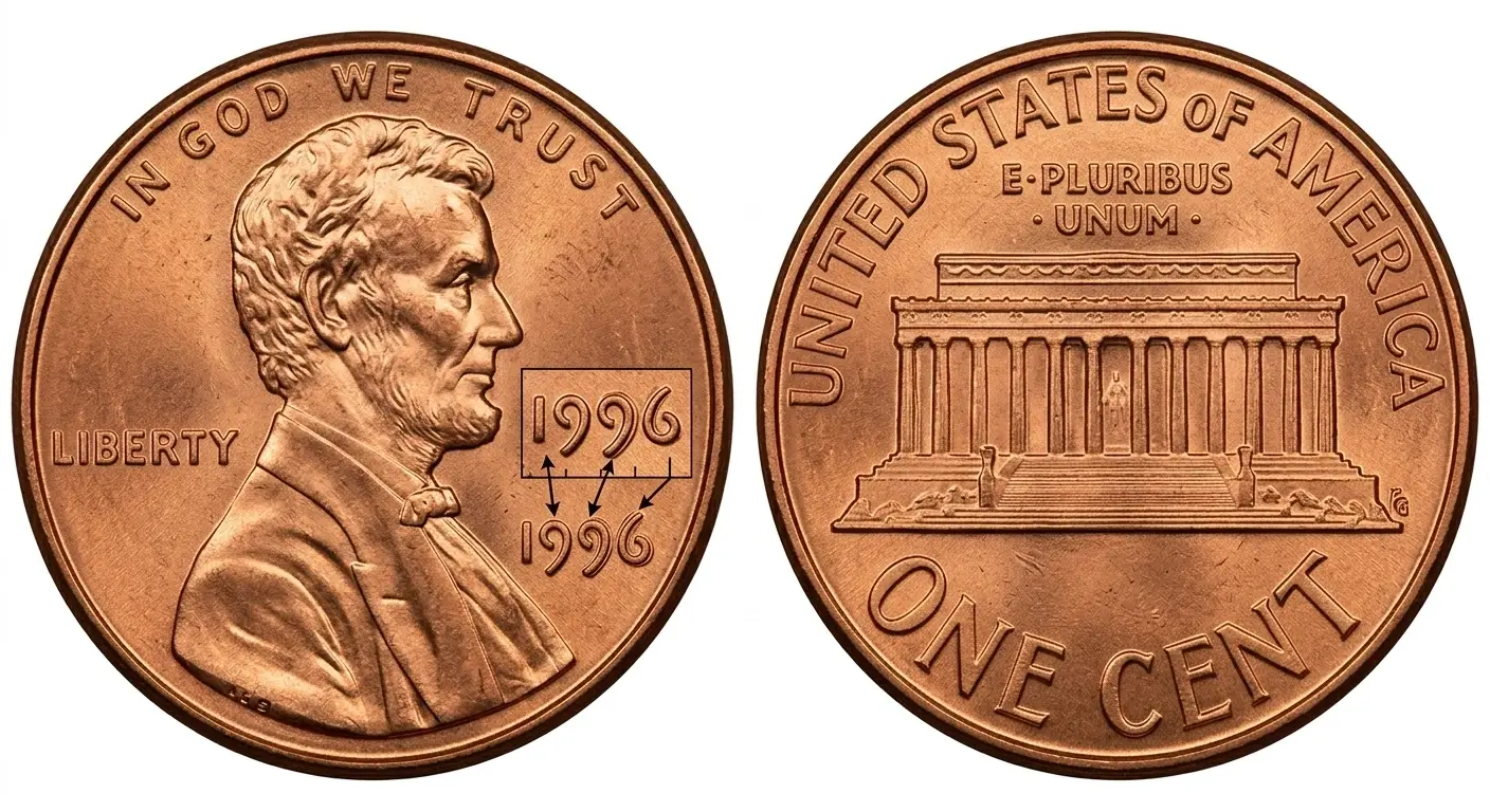 Rare 1996 Penny Error Coins Seen at Auction